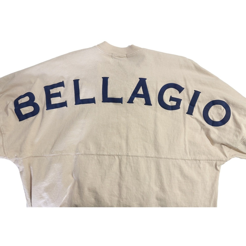 Bellagio Spirit Jersey Mens Large‎ Tan Long Sleeve Puff Print Las Vegas USA Made